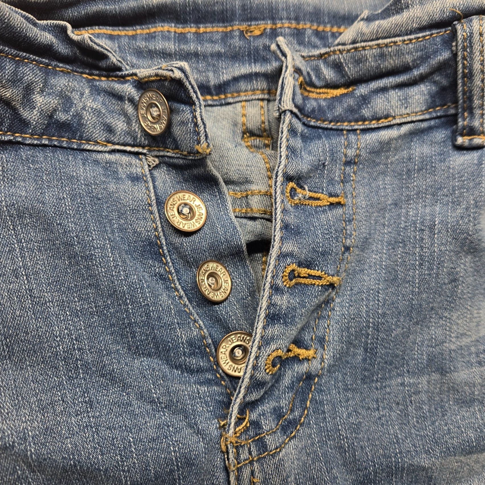 Denime Blue Jeans Denim 4 Button Flair Cut Pants Adult Women's XL Blue Denim Skinny PANTS Womens XL Modern Casual Workwear Size 40" / US 18 - 2 Thumbnail