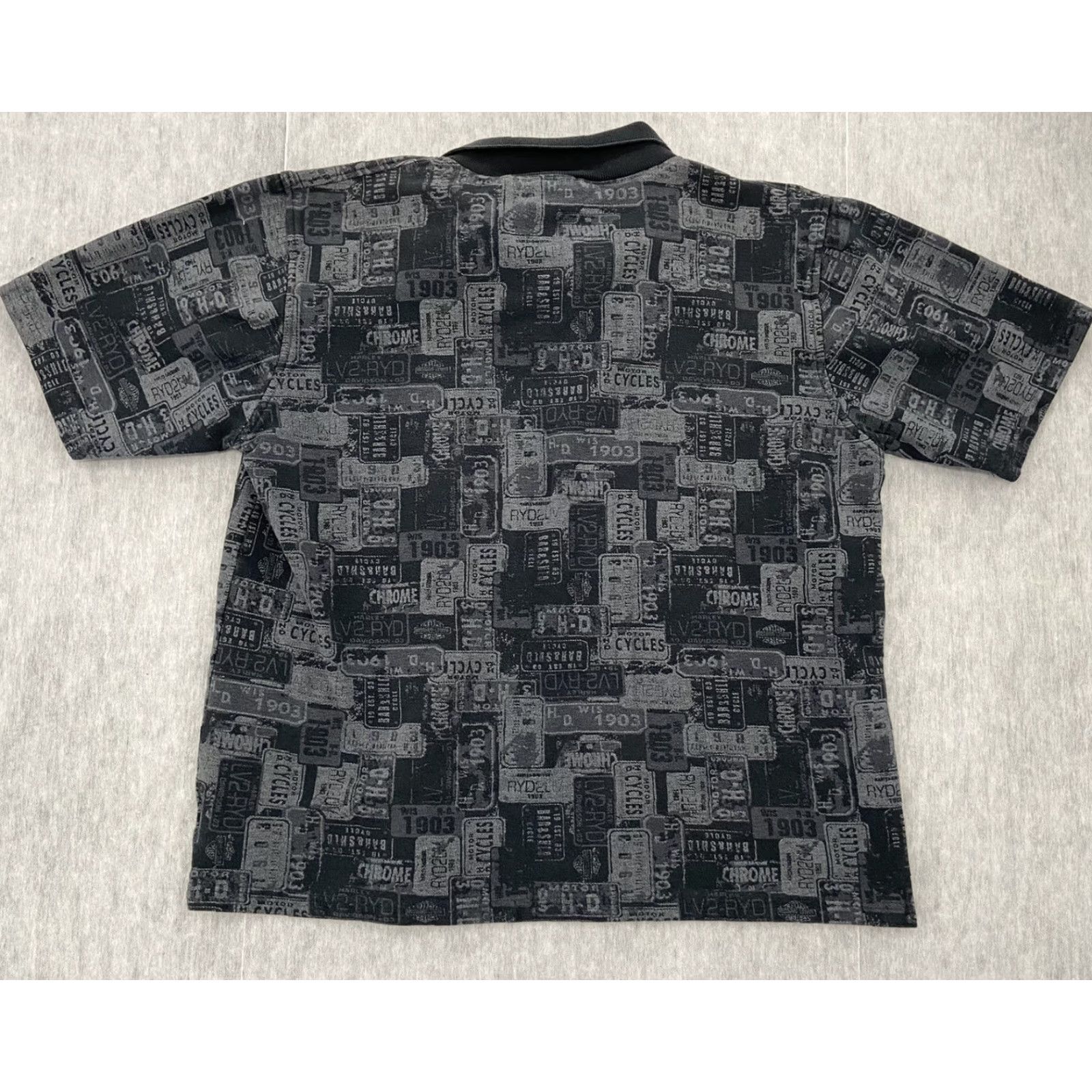Harley Davidson VINTAGE Harley-Davidson Polo Shirt Adult Large Black Candy License Plates 90s Motorcycle Mens L Size US L / EU 52-54 / 3 - 2 Thumbnail