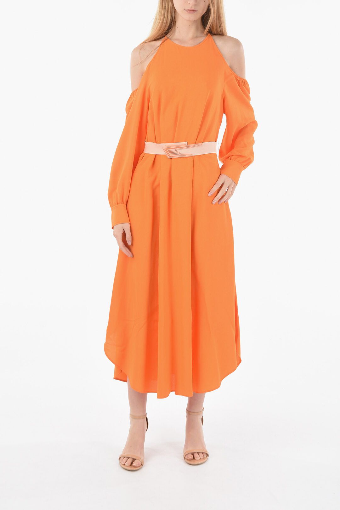 Stella McCartney og1mm0824 Elastic Belt Shoulder Maxi Dress in Orange Size M / US 6-8 / IT 42-44 - 1 Thumbnail