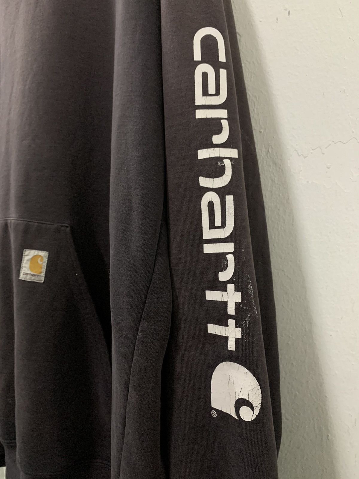 Carhartt Carhartt Distressed Hoodie Big Hand Printed Spellout Size US XL / EU 56 / 4 - 3 Thumbnail