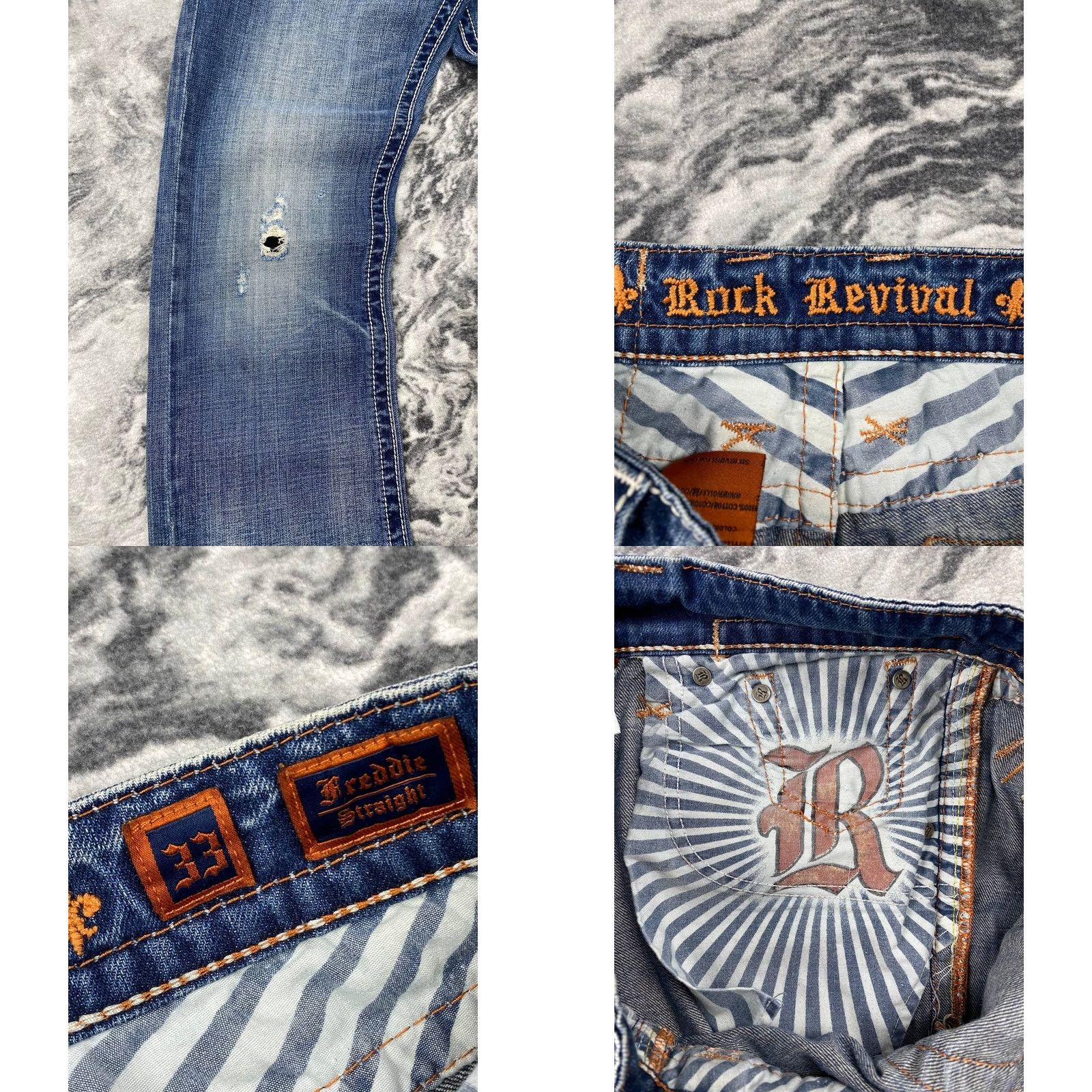 Vintage VINTAGE Rock Revival Jeans Y2K Men Size 33 Blue Straight Denim Size US 33 - 9 Thumbnail