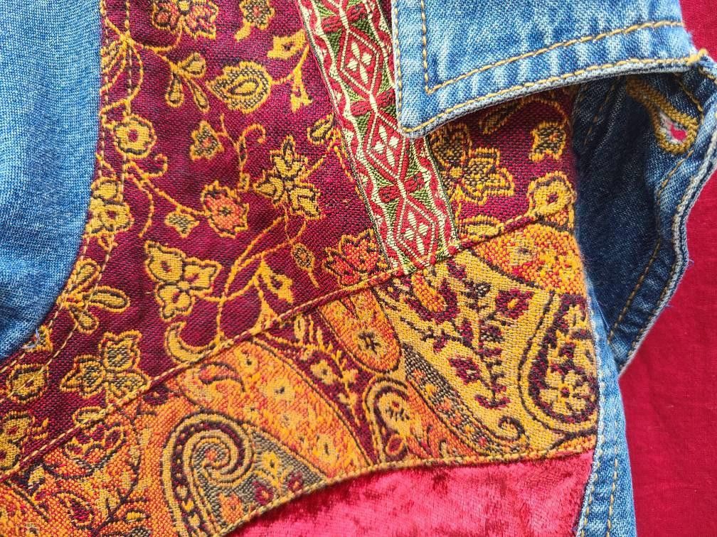 Designer 90s Vintage Denim Jean Jacket with Patchwork Size S / US 4 / IT 40 - 5 Thumbnail