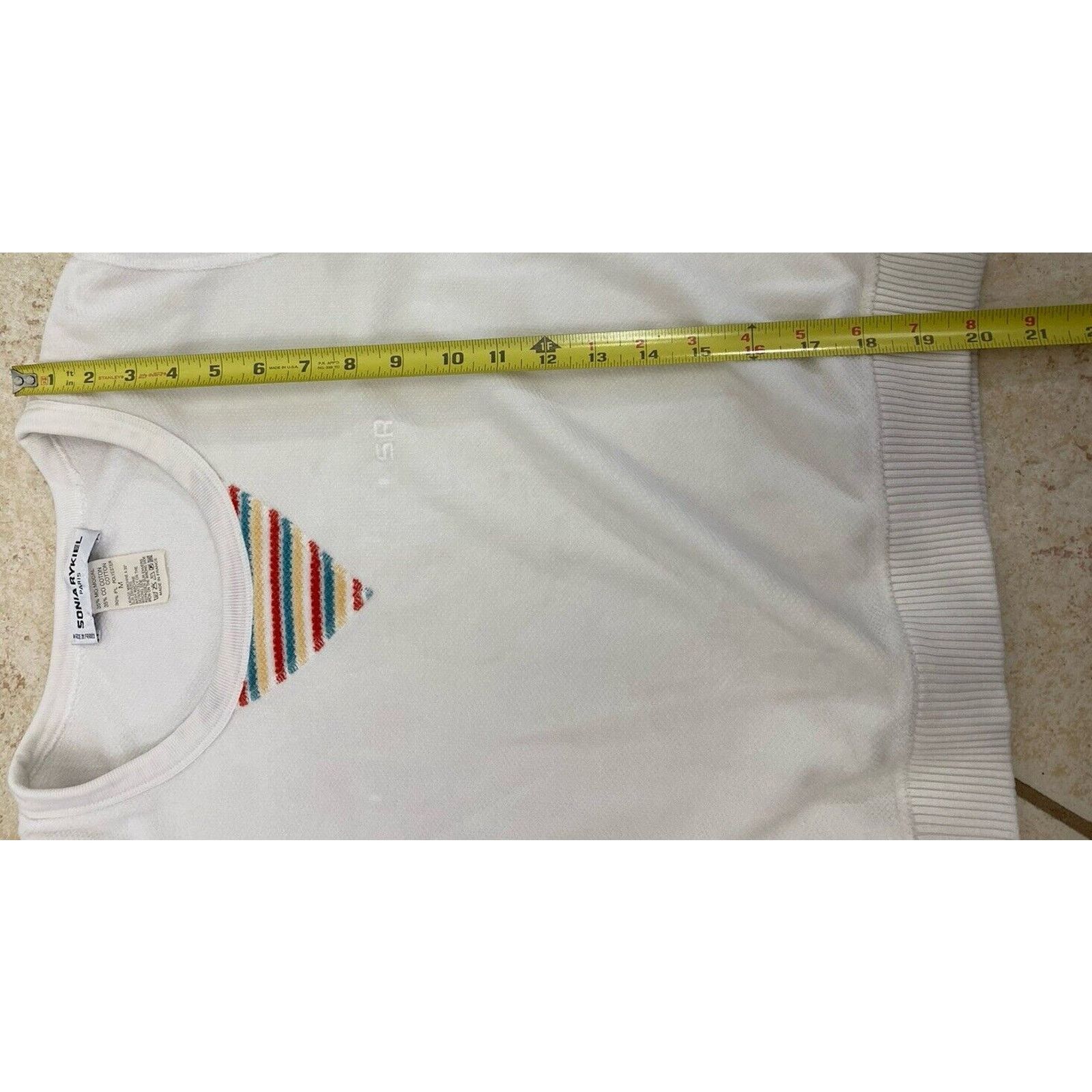 Sonia Rykiel VTG Sonia Rykiel Crew Neck Sweatshirt White M Velour Stripes Size M / US 6-8 / IT 42-44 - 12 Thumbnail