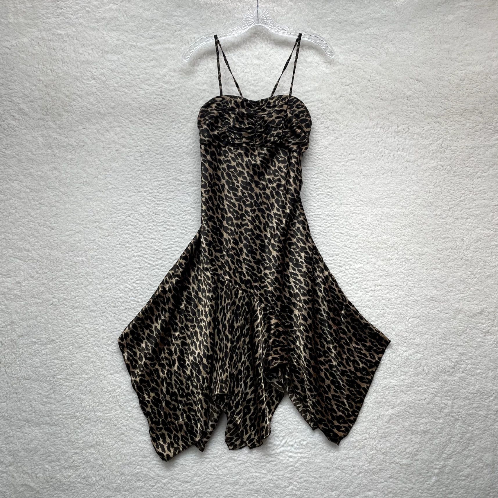 Vintage VINTAGE Y2K Y2K Vintage Dress 2 S Small Cheetah Leopard Satin Asymmetrical Boho McBling Dress Cocktail Womens Size S / US 4 / IT 40 - 2 Thumbnail