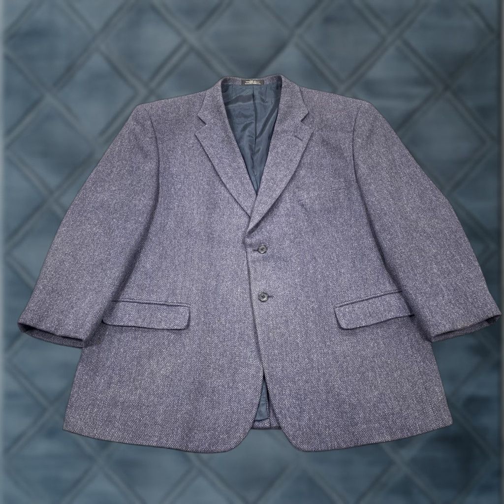 Vintage Towncraft Sport Coat Mens 48R Blue Tweed Wool Herringbone Two Button Jacket Coat Long Sleeve Notch Lapel Business Casual Vintage No Size US M / EU 48-50 / 2 - 1 Thumbnail
