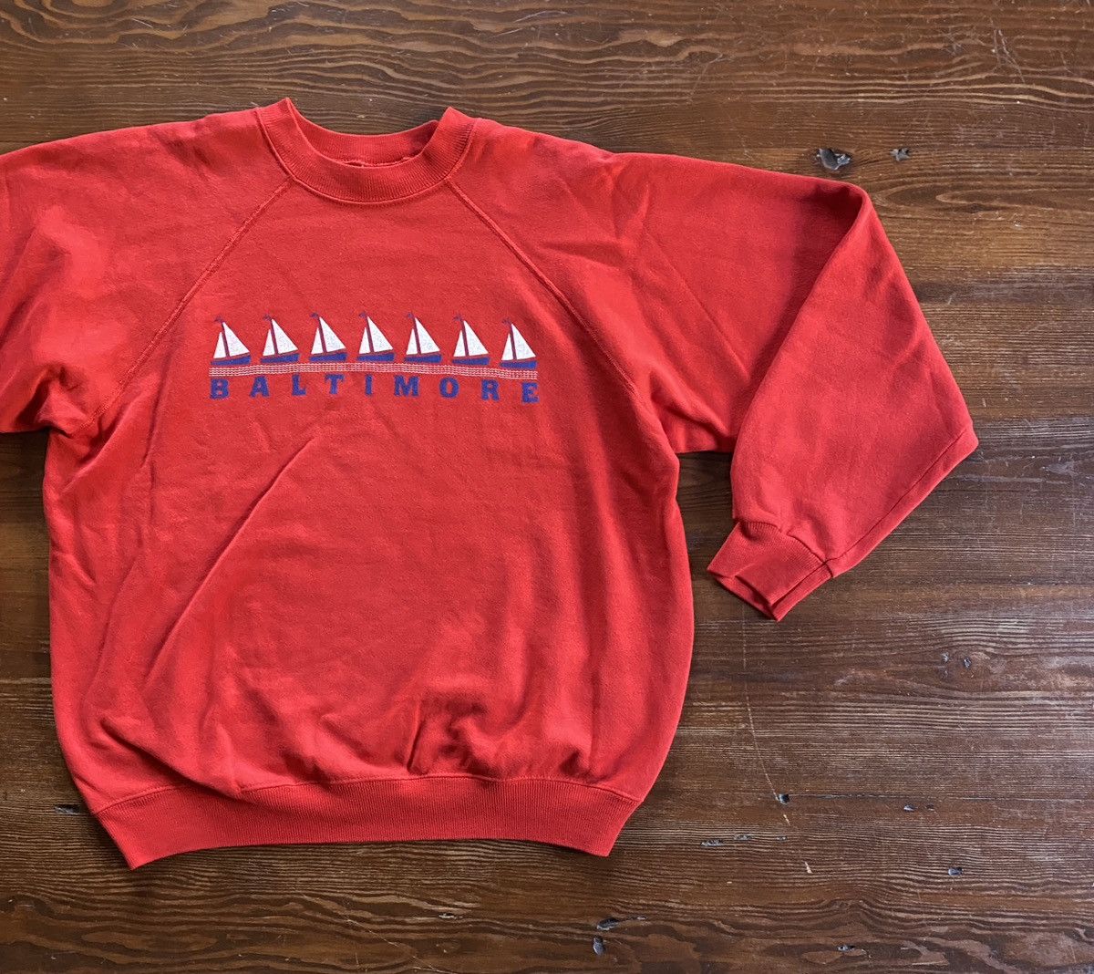 Hanes Vintage 80’s Baltimore Sailboats Raglan Crewneck Sweatshirt Size US M / EU 48-50 / 2 - 1 Thumbnail