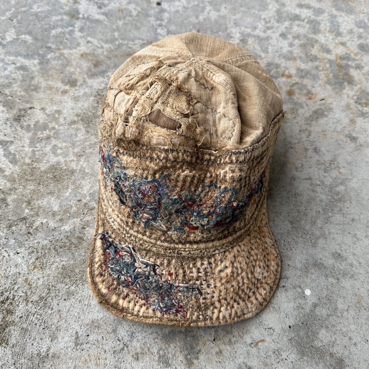 Kapital Sahara Desert Boro Sashiko Patchwork Trashed Conductor hat Size ONE SIZE - 2 Thumbnail