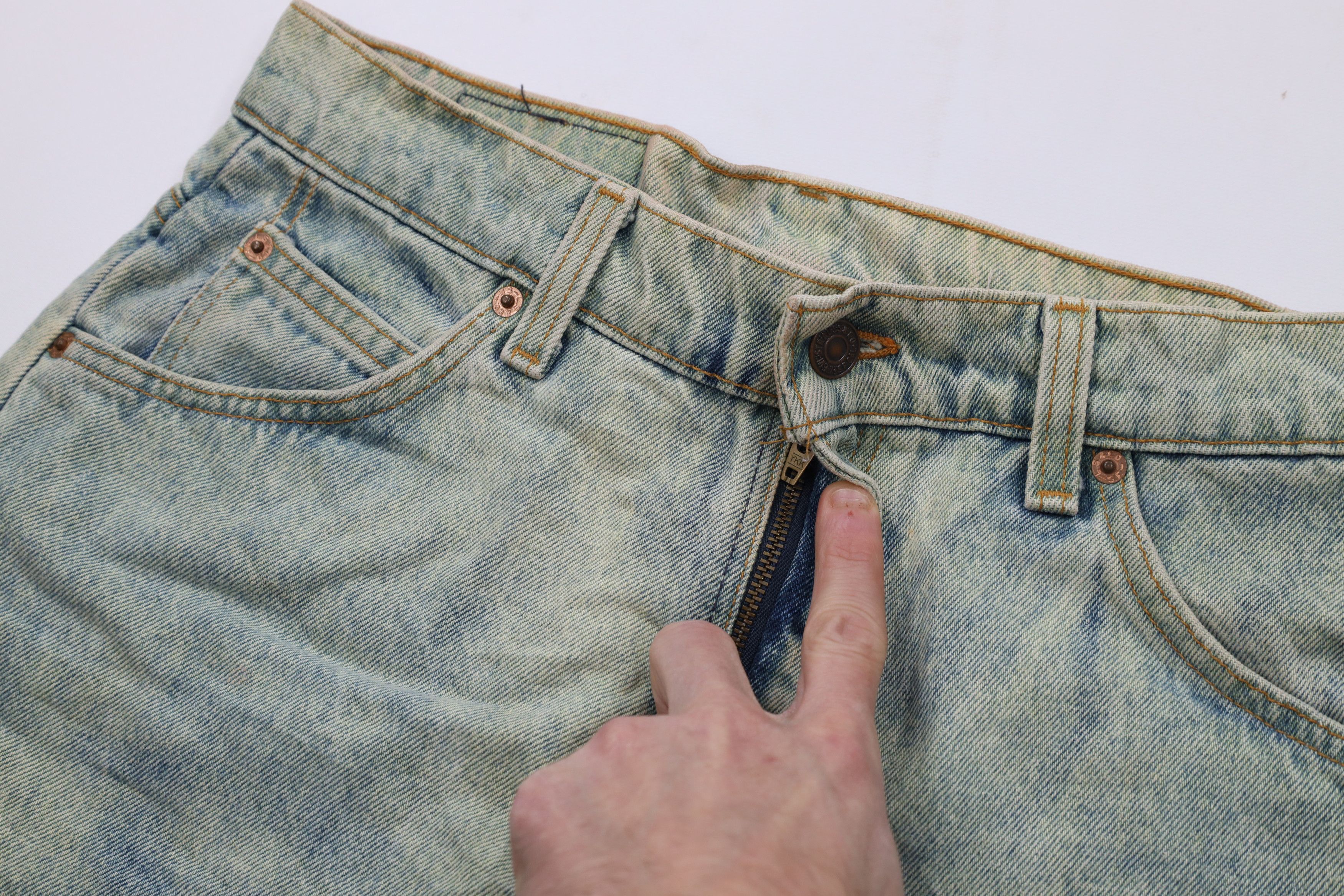 Levi's Vintage 90s Levis 921 Orange Tab Off Denim Shorts Jorts USA Size 34" / US 12 / IT 48 - 5 Thumbnail