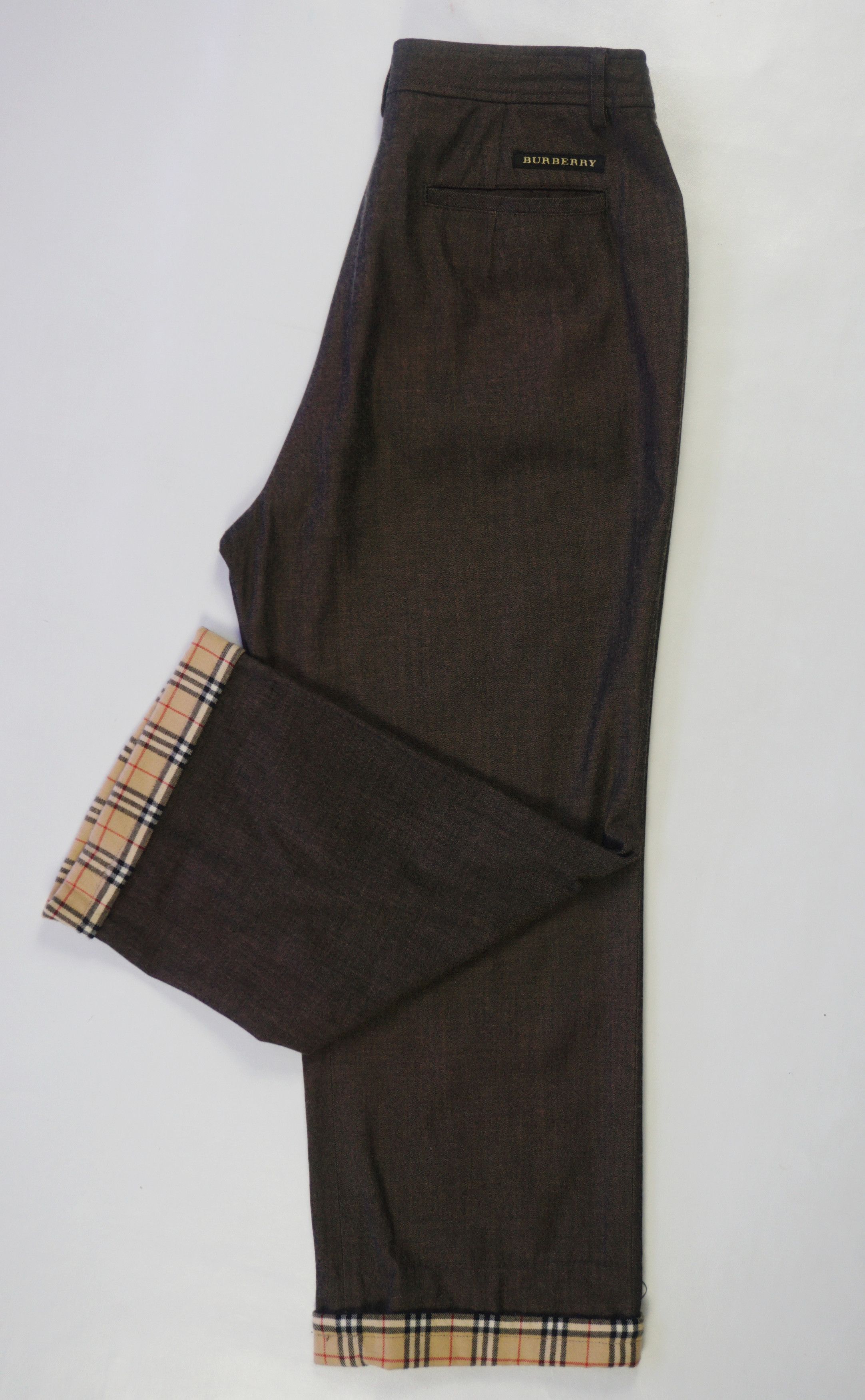 Burberry Burberry Golf Oak Brown Wool Nova Check Wide Leg Pants Size 28" / US 6 / IT 42 - 4 Thumbnail