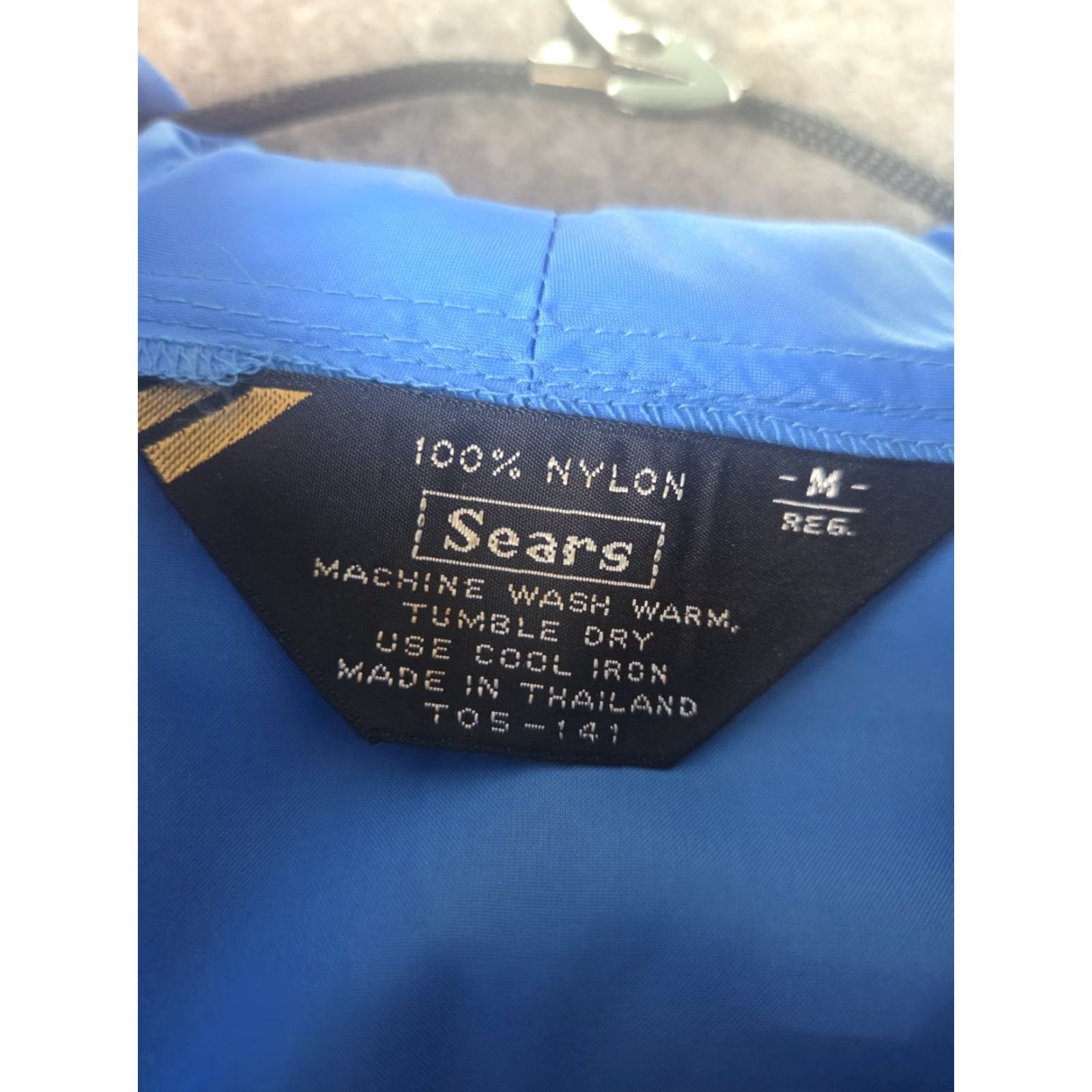 Sears VINTAGE Sears Windbreaker Half-Zip Hooded Blue Lightweight Sz Large Mens Regular 80s 90s Zip Pocket Nylon Size US L / EU 52-54 / 3 - 3 Thumbnail