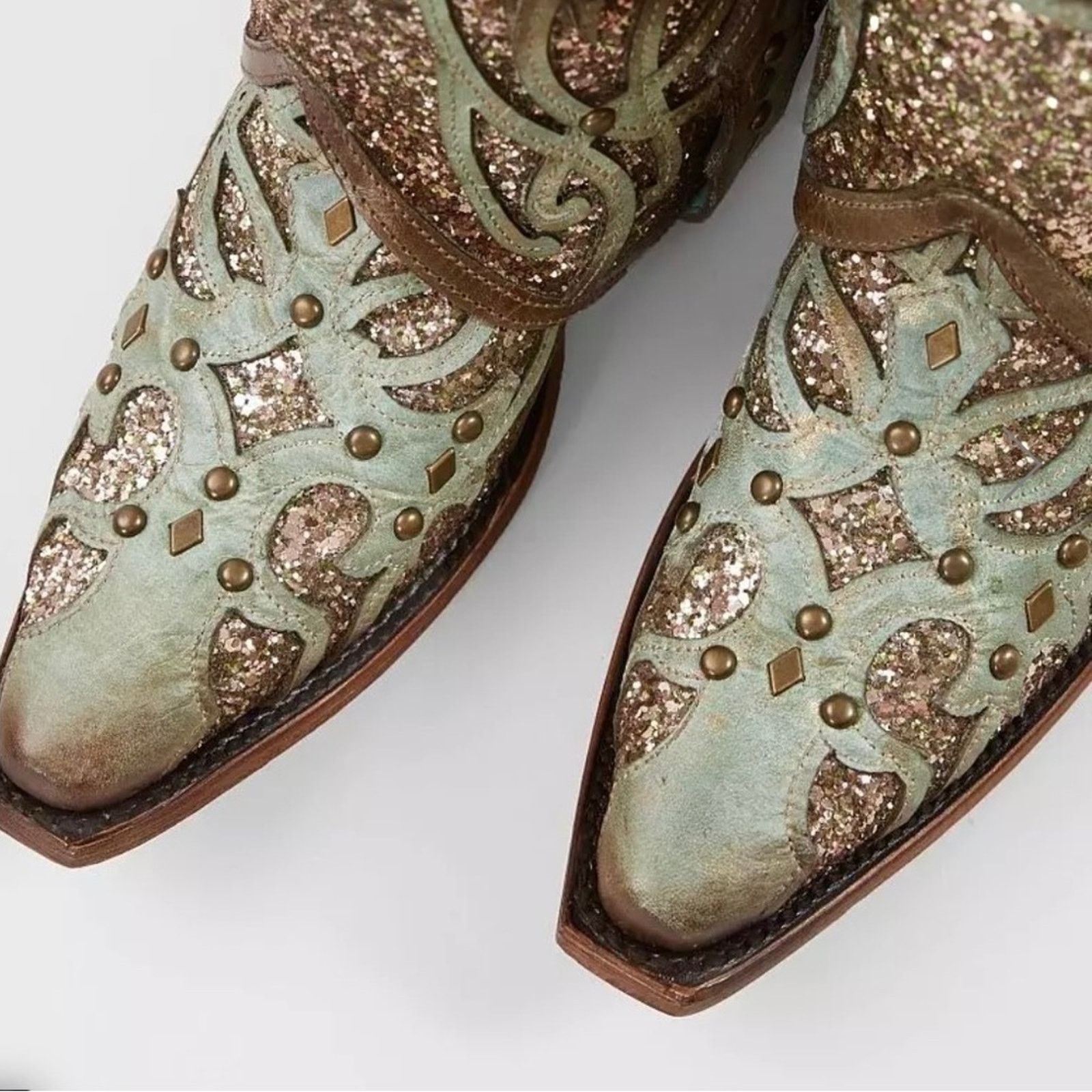 Corral NEW Corral handcrafted leather/sparkles-2 in 1 cowboy boots Size US 6 / IT 36 - 8 Thumbnail