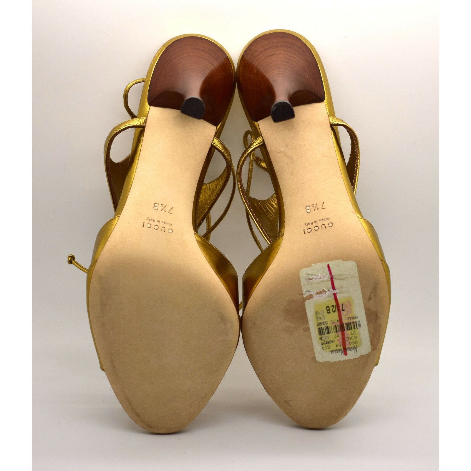 Gucci G0 NEW GUCCI Gold Metallic Leather Heels Shoes Size 7.5 B Size US 7.5 / IT 37.5 - 7 Thumbnail