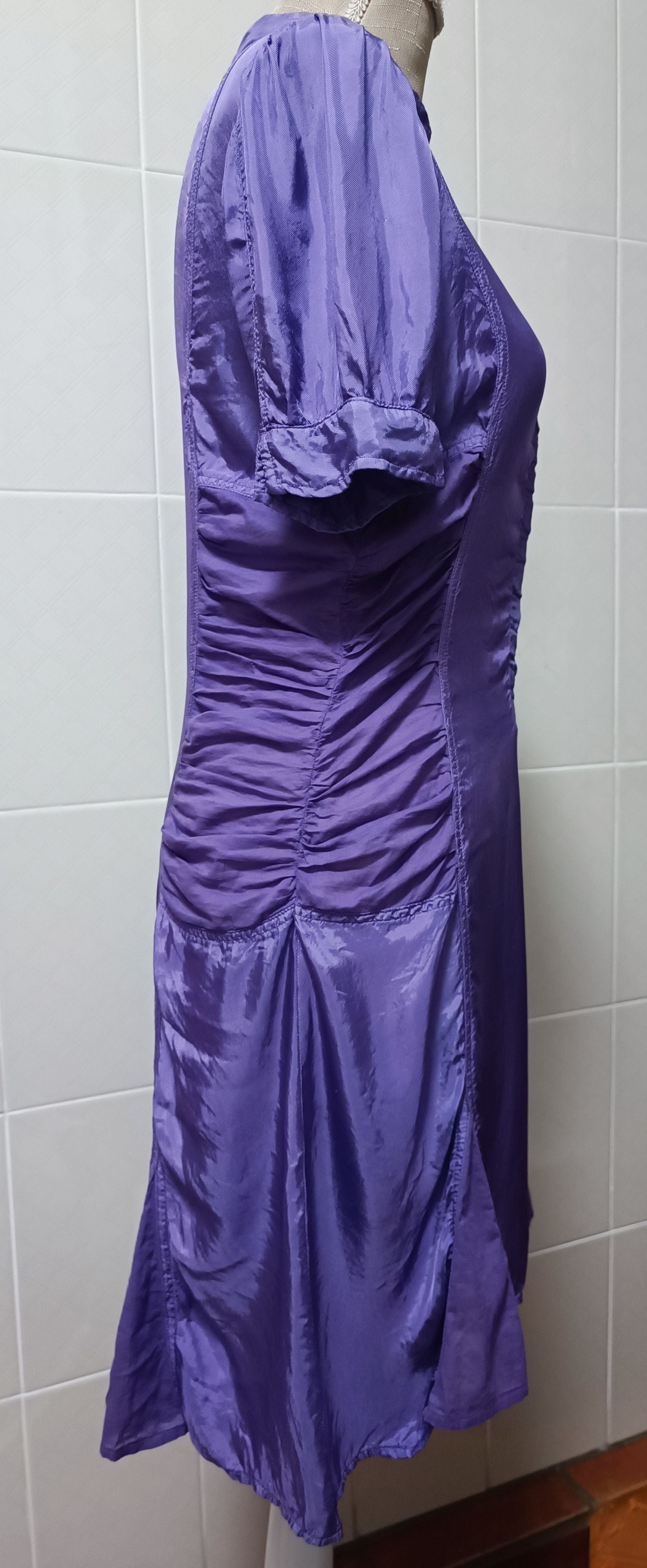 Jean Paul Gaultier Purple satin dress, with draped material Size M / US 6-8 / IT 42-44 - 11 Thumbnail