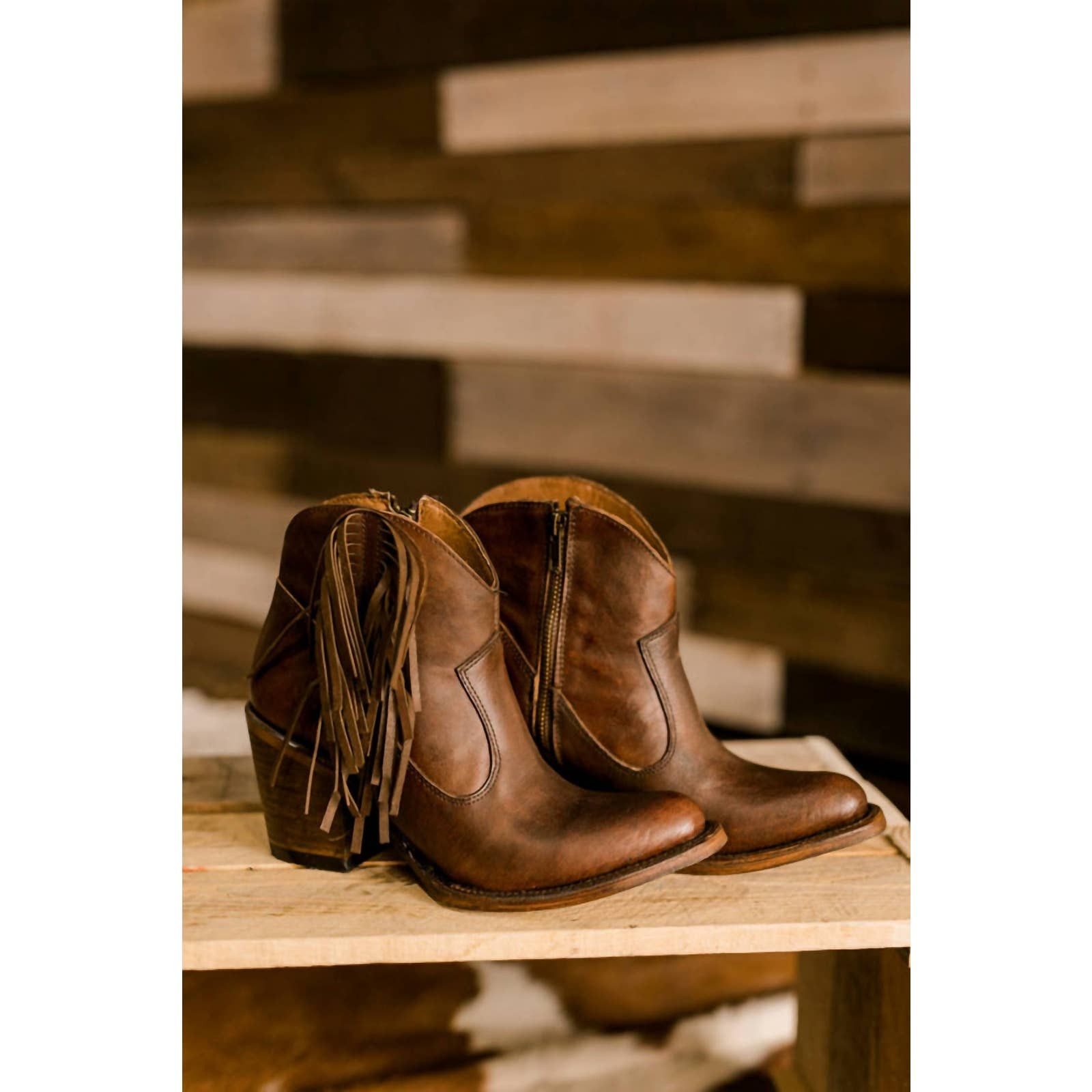 Corral Midnight & Whiskey Fringe Booties In Deep Cognac | Grailed