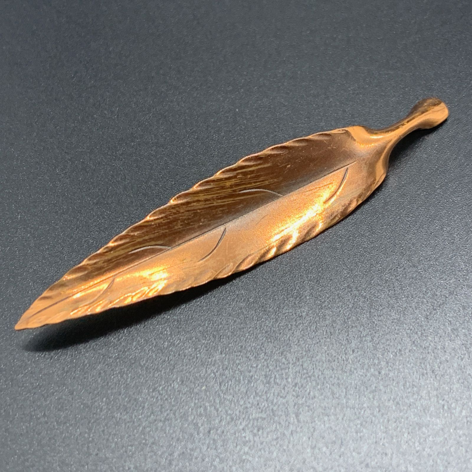 Other Stuart Nye Vintage Hand Wrought Copper Leaf Brooch 2.5" Size ONE SIZE - 6 Thumbnail