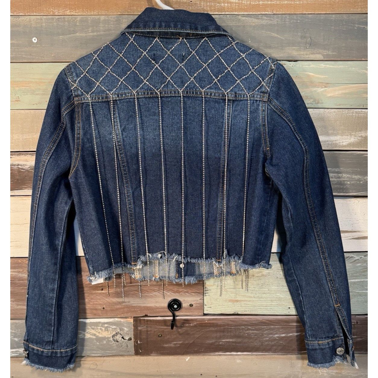 Levi's Denim Blvd Blue Jean Rhinestone Crystal Jacket Women's SMALL Size S / US 4 / IT 40 - 9 Thumbnail