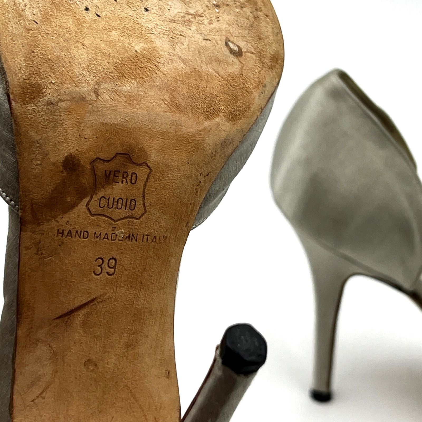 Manolo Blahnik Manolo Blahnik Pointed d'Orsay Pump Gray Satin Heels Size US 9 / IT 39 - 6 Thumbnail