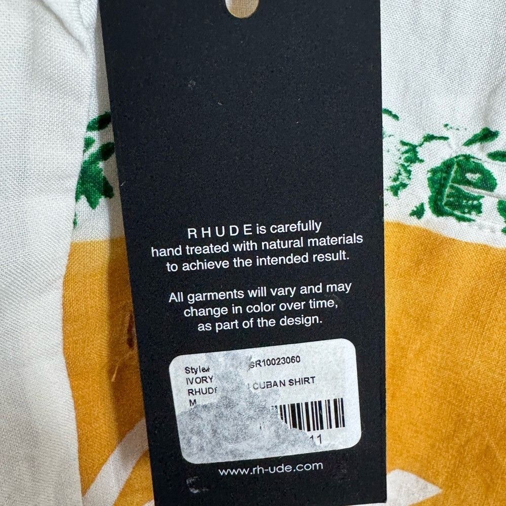Rhude Rhude Linen Cuban Shirt White Yellow Green Men’s Size Medium Size US M / EU 48-50 / 2 - 4 Thumbnail