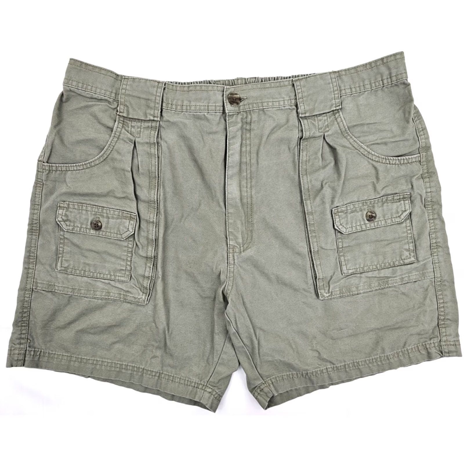 Olive RedHead Olive Green Carpent­er Shorts Men 42 7" Inseam Stretch Cargo Pocket Durable EUC Size US 42 / EU 58 - 2 Thumbnail