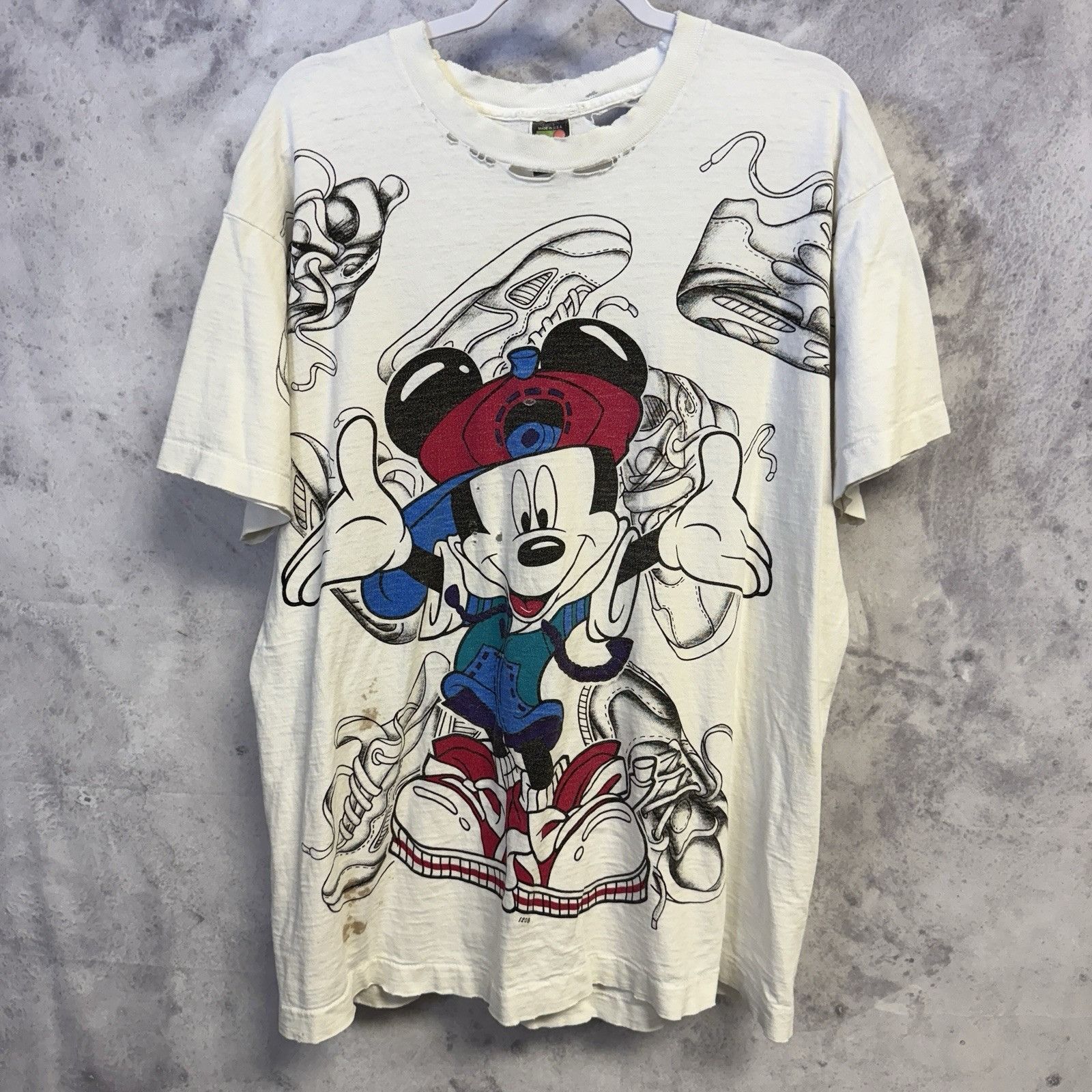 Disney Vintage 90s Mickey Mouse Hip Hop T Shirt Mens XL OSFA Unlimi Size US XXL / EU 58 / 5 - 1 Thumbnail