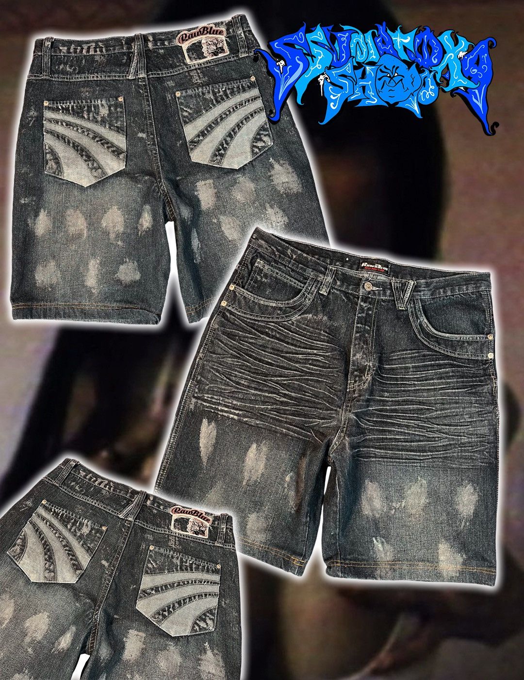 Other Wide Straight Rap Street Style Y2K SK8 Raw Blue Shorts Size US 32 / EU 48 - 1 Thumbnail