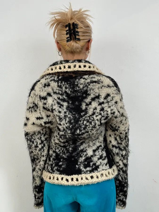 Roberto Cavalli 2000s Roberto Cavalli Black & White Leopard Wool Cardigan Jacket Size S / US 4 / IT 40 - 3 Thumbnail