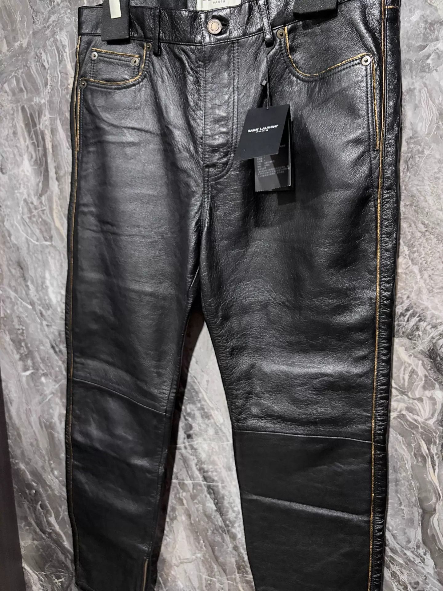 Saint Laurent Paris Saint Laurent 19ss Gold Lambskin 9-Pants 48 (New) Size US 32 / EU 48 - 4 Thumbnail