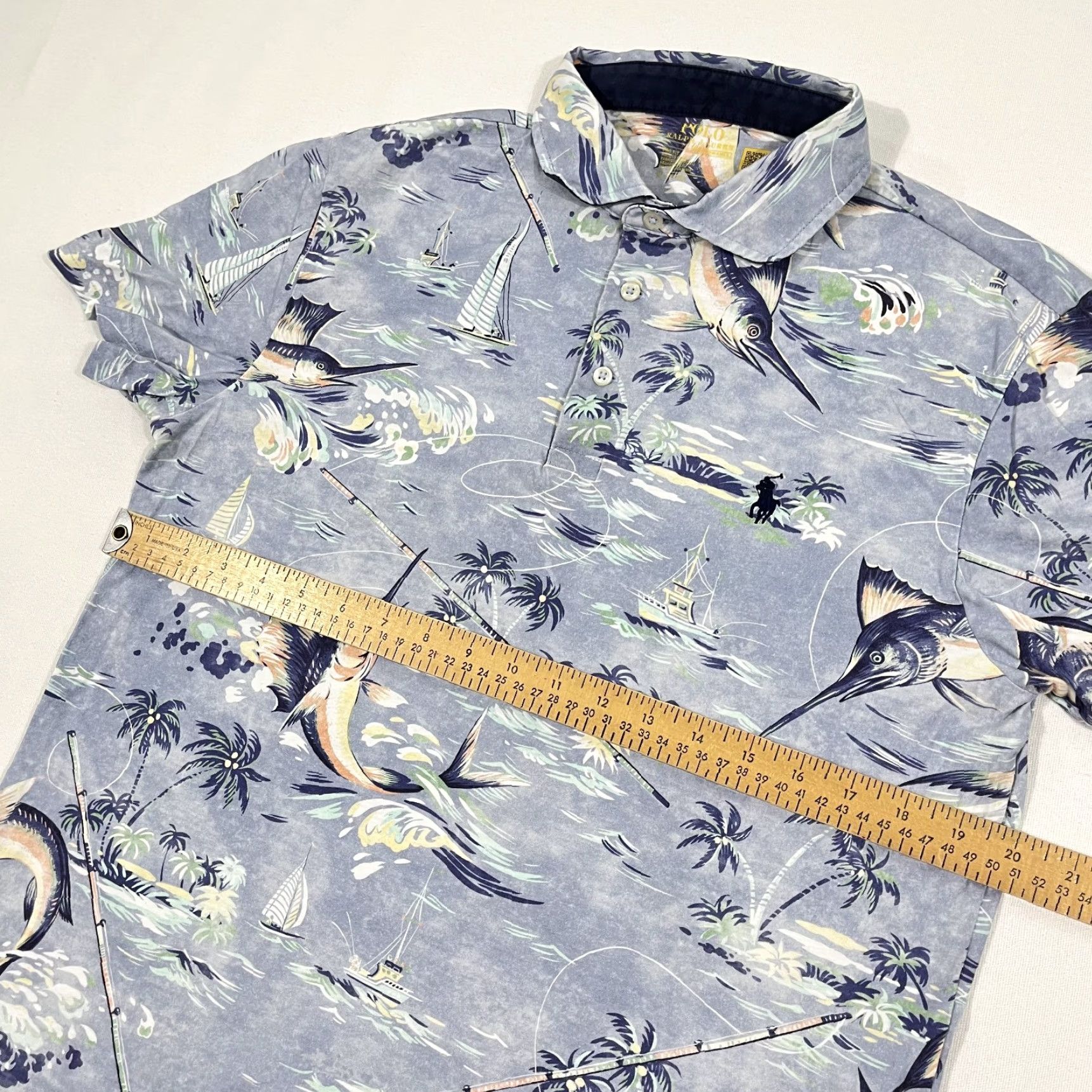 Polo Ralph Lauren Polo Ralph Lauren Polo Shirt Mens Medium Pro Allover Marlin Sailing Performance Size US M / EU 48-50 / 2 - 4 Thumbnail