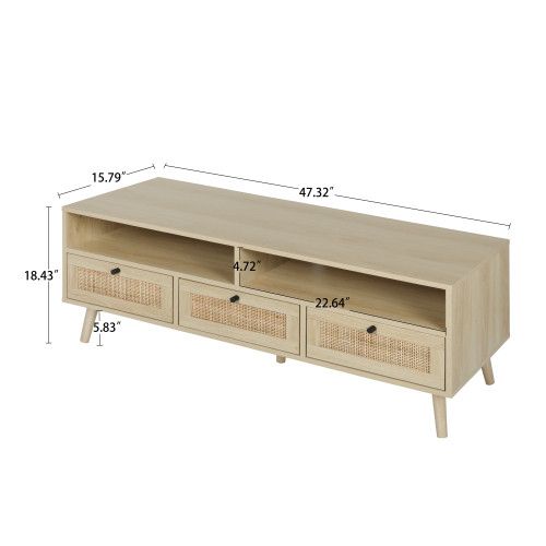 Designer × Homemade Rattan TV Stand with Solid Wood Feet, TV Console Table for L Size US L / EU 52-54 / 3 - 5 Thumbnail
