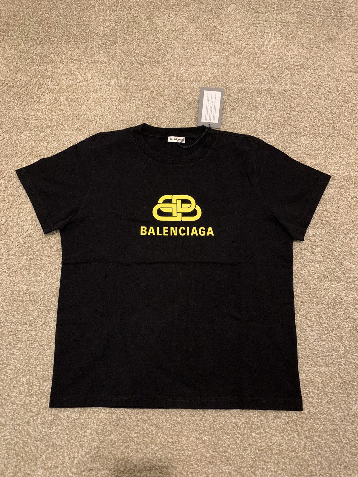 image of Balenciaga Bb Logo Tee Black in Yellow, Women's (Size XL)