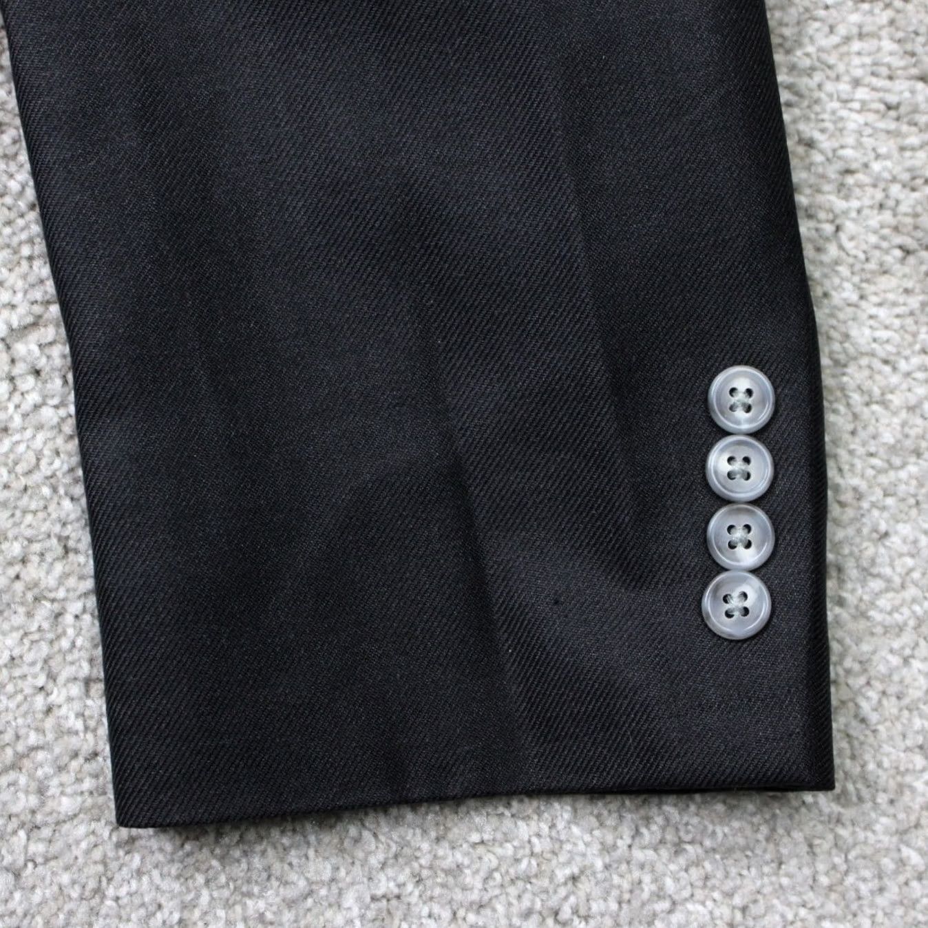 Jos. A. Bank Jos. A. Bank Blazer Mens 46L Black Wool/Silk/Ramie Blend 3 Button Single Vent Tweed Solid Long Notch Front Single-Breasted Regular Mens Blazer Size 46R - 4 Thumbnail