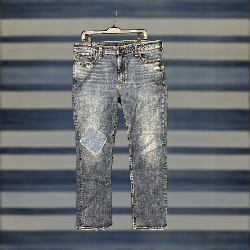 Silver Jeans Co. Silver Jeans Mens 38x30 Grayson Medium Wash Blue Thick Stitch Y2K Loose Bootcut Jeans Size US 38 / EU 54 - 1 Thumbnail