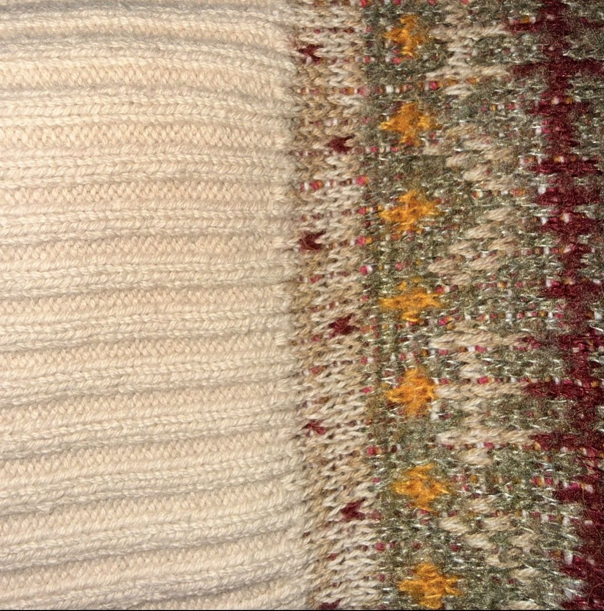 Kapital BONE 7G Fair Isle Knit Sweater - Gray/Beige Size US L / EU 52-54 / 3 - 3 Thumbnail