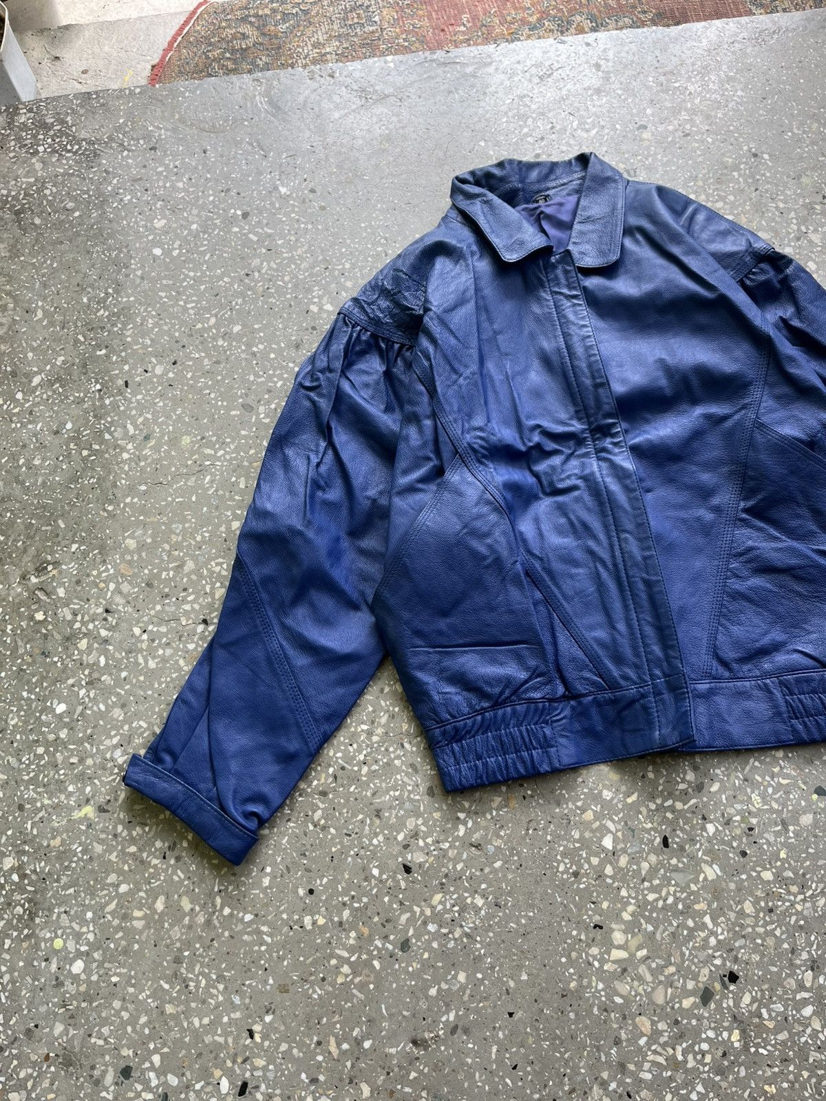 Other Vintage 80s Blue Leather Bomber Jacket — Boxy Fit Size US M / EU 48-50 / 2 - 3 Thumbnail