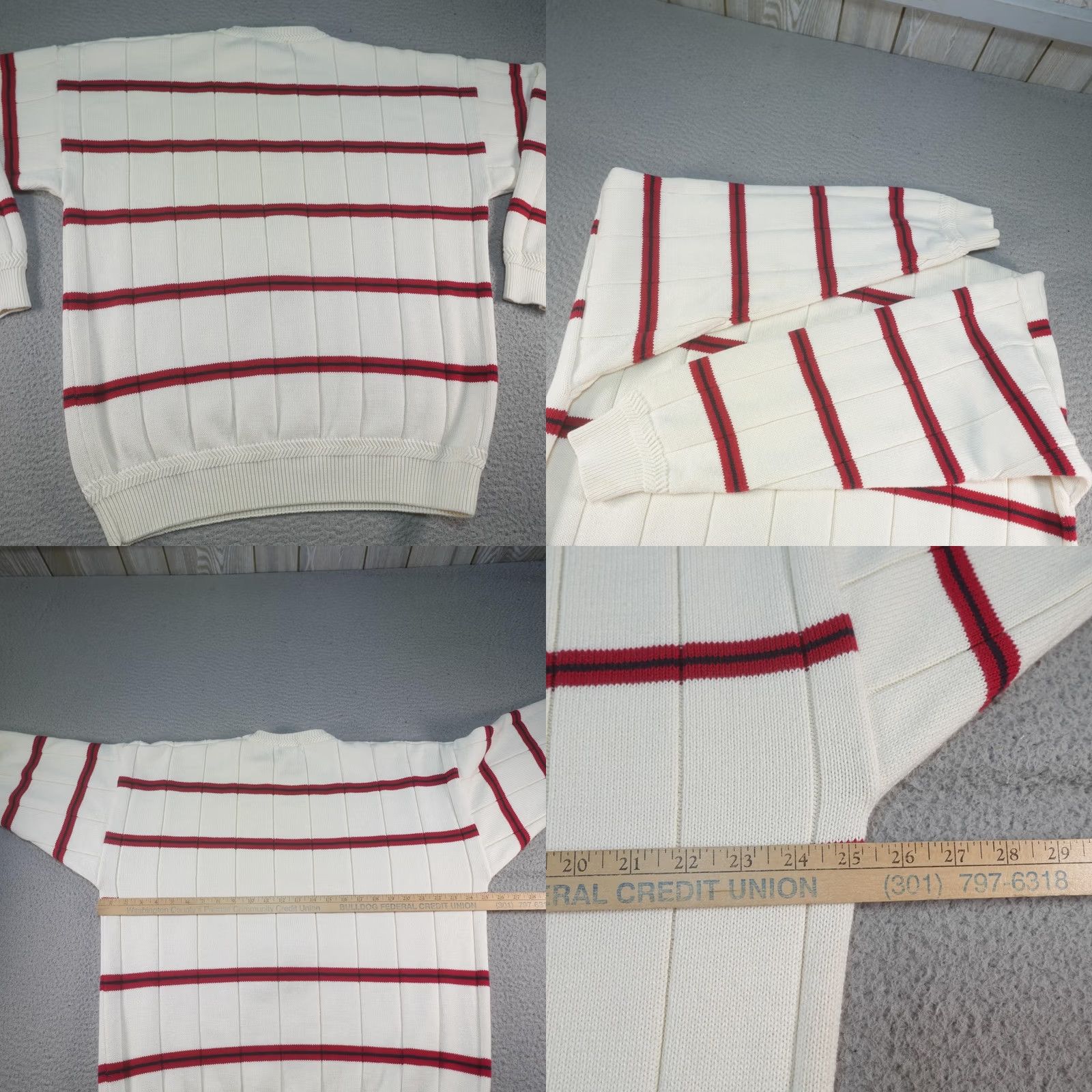 Nautica Nautica Sweater Mens 2XL White Striped Crewneck Knit Pullover Casual Winter Nautical Logo Sailboat Pattern Mens Size US XXL / EU 58 / 5 - 8 Thumbnail
