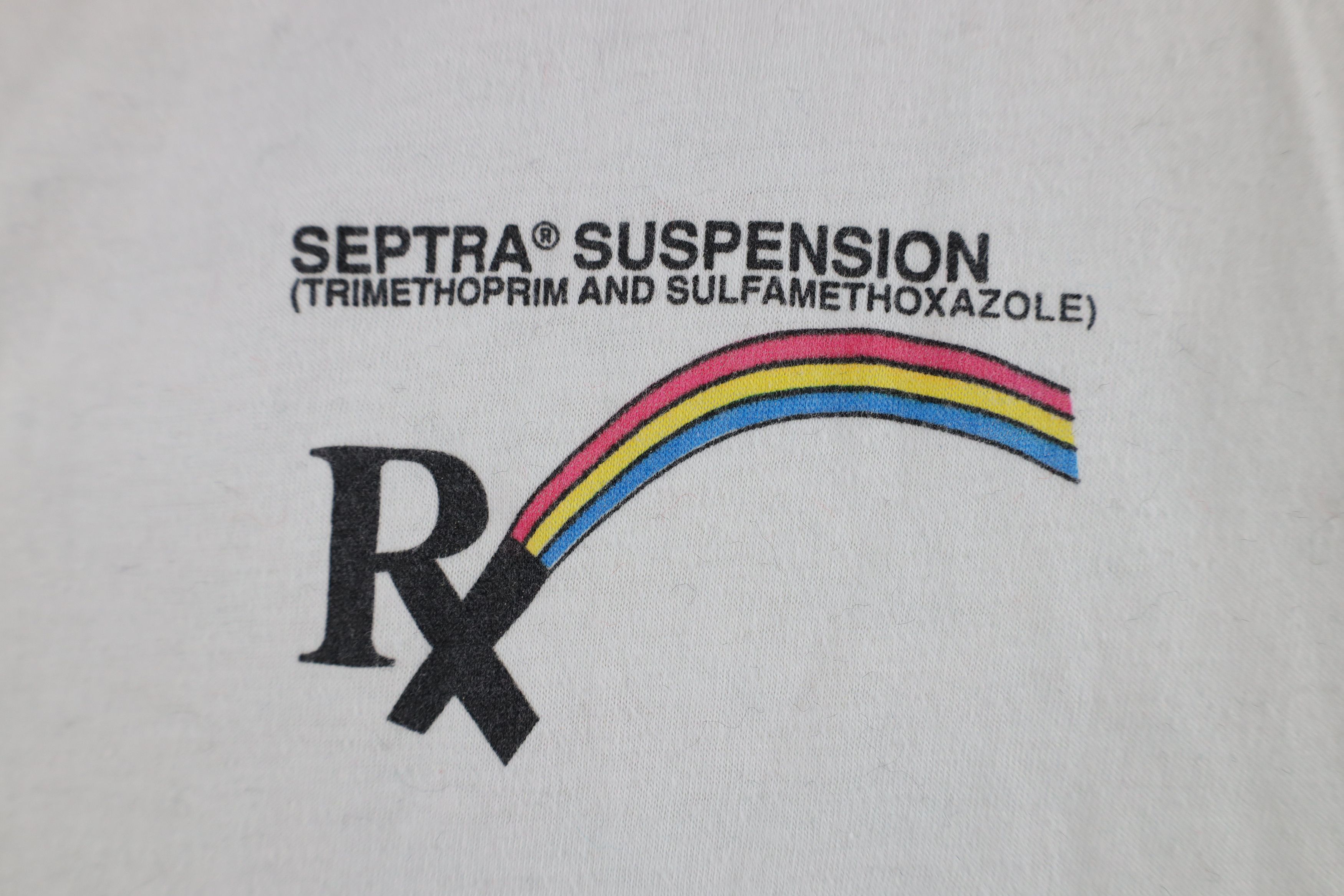 Vintage Vintage 90s RX Rainbow Septra Suspension T-Shirt White USA Size L / US 10 / IT 46 - 4 Thumbnail