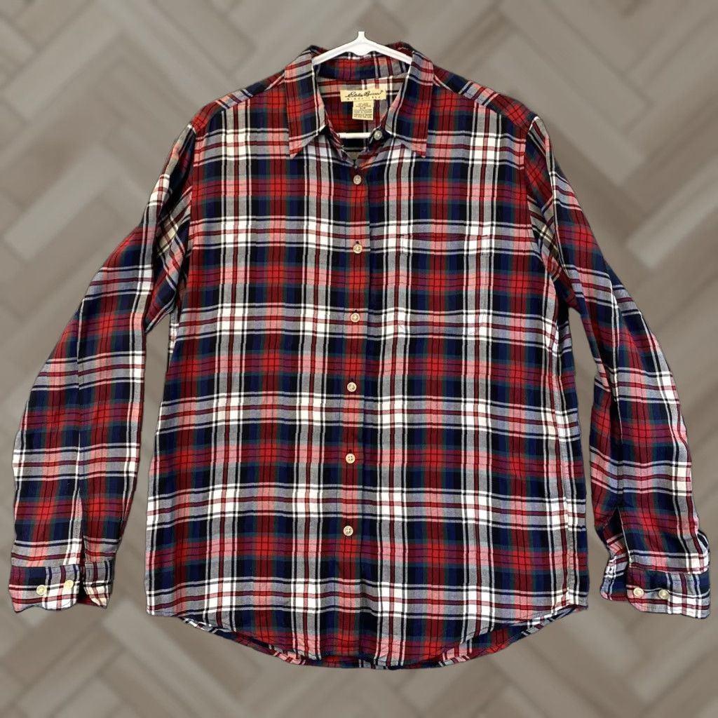 Eddie Bauer Eddie Bauer Shirt Womens Small Red Plaid Flannel Long Sleeve Button Casual Cotton Blend 72-12 Womens Size S / US 4 / IT 40 - 1 Thumbnail