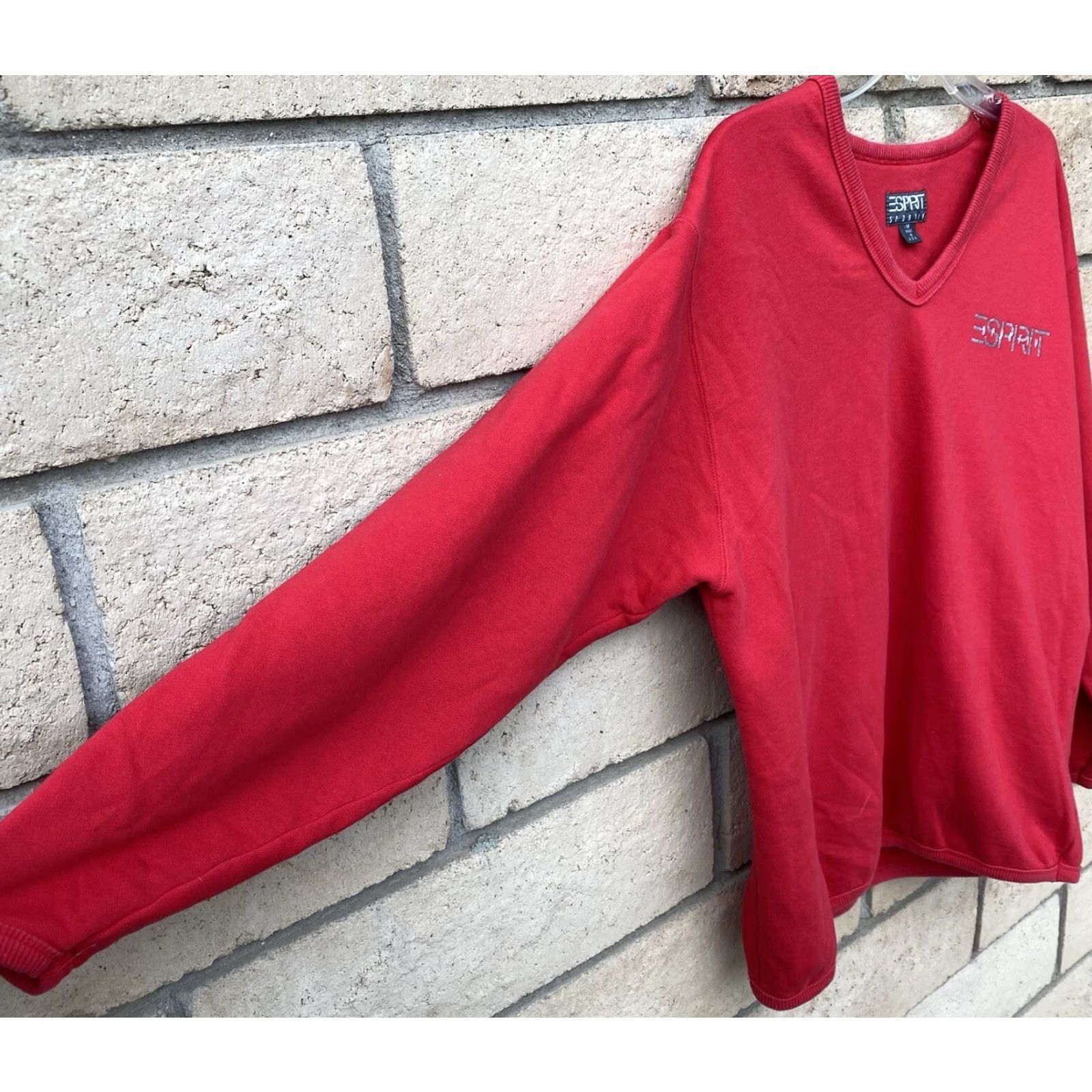 Esprit VINTAGE Esprit Sportiv V Neck Graphic Logo Sweatshirt Sweater Red USA Size M Womens Oversized Pullover Mockup Size M / US 6-8 / IT 42-44 - 4 Thumbnail