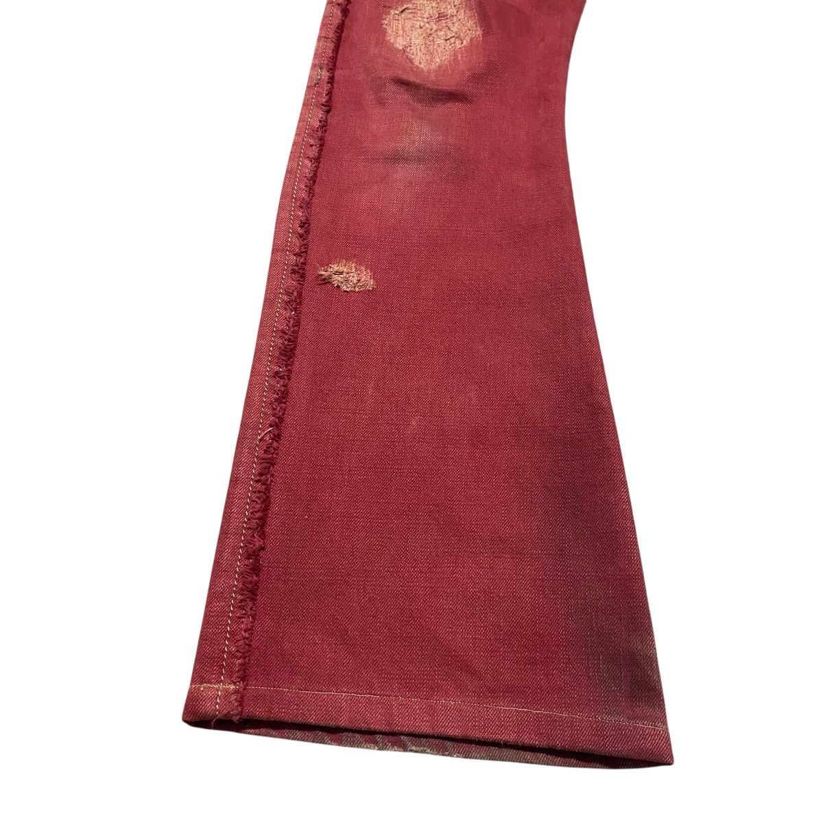 Obelisk Obelisk Red Blood Hole Distressed Denim Flare Jeans Size US 29 - 10 Thumbnail