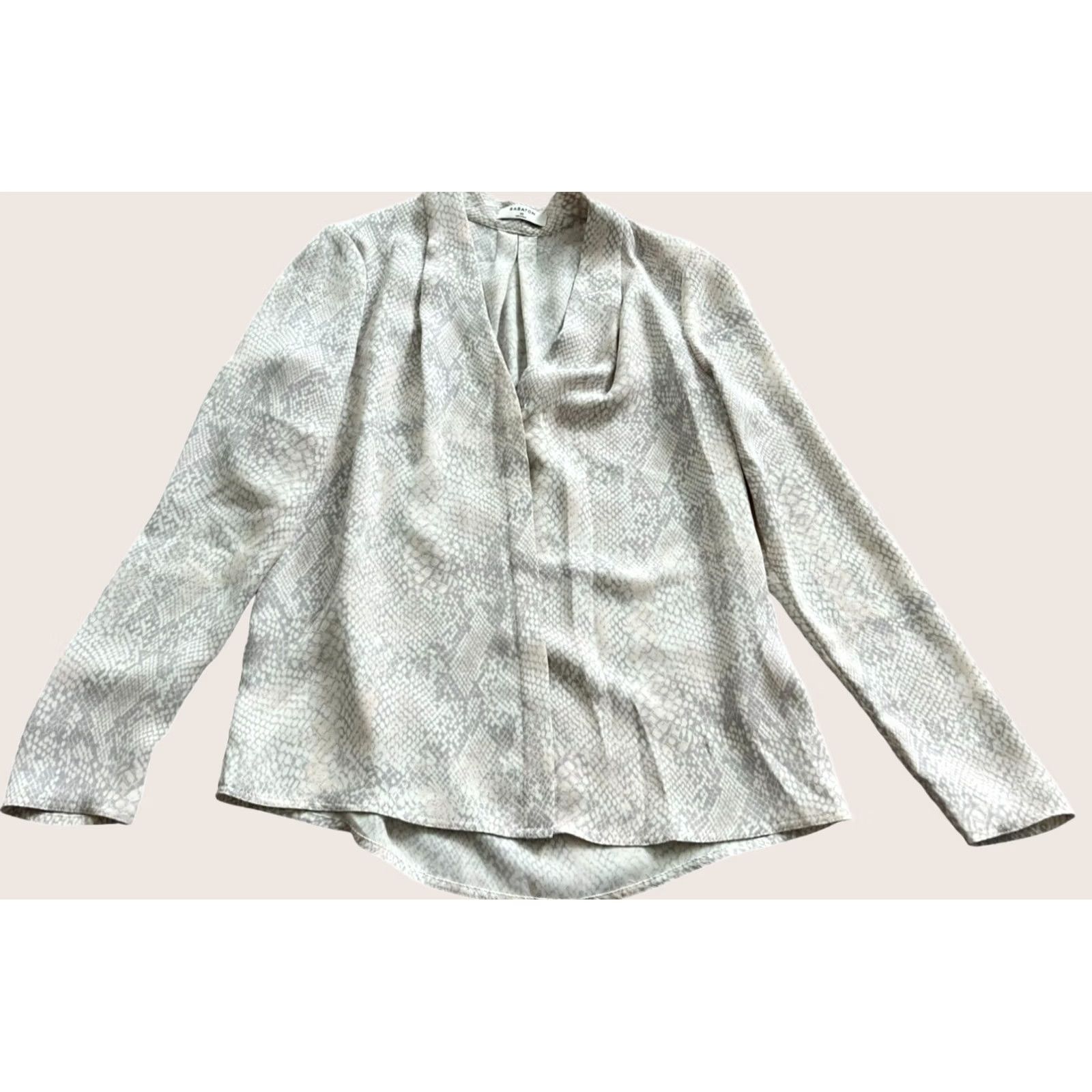 Vintage Babaton Blouse Womens XS Gray Snake Skin Design V-Neck Long Sleeve Pullover Size Size XS / US 0-2 / IT 36-38 - 1 Thumbnail
