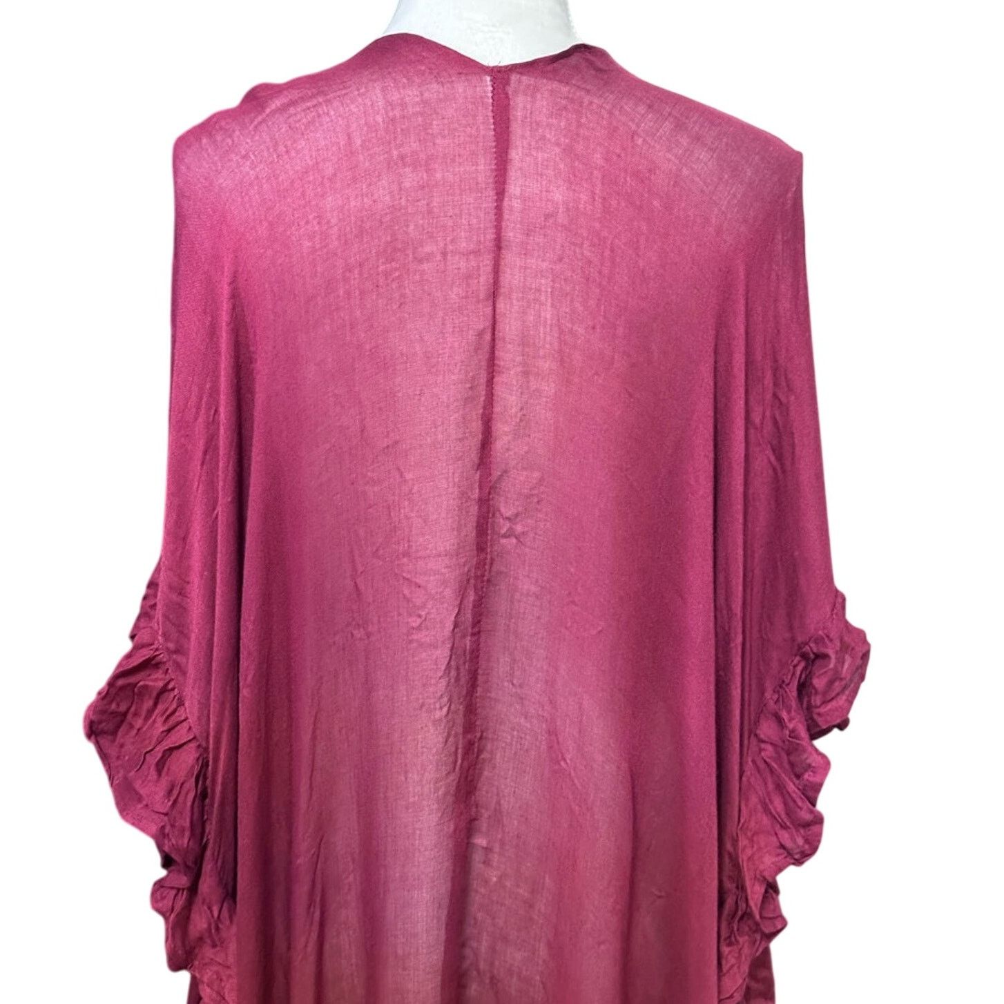 Other Abbeline Cardigan Sweater Dolman Ruffled Sleeves Burgundy OS Size L / US 10 / IT 46 - 6 Thumbnail