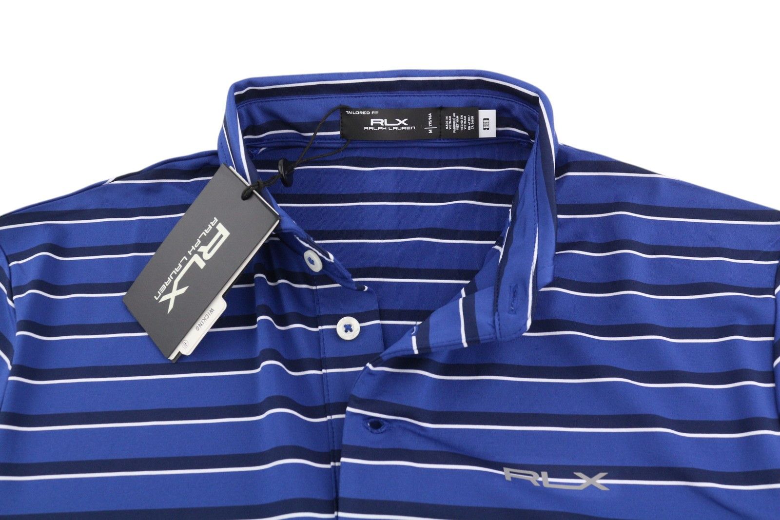 RLX Ralph Lauren GOLF M Blue Striped Polo Wicking 84557 Size US M / EU 48-50 / 2 - 4 Thumbnail