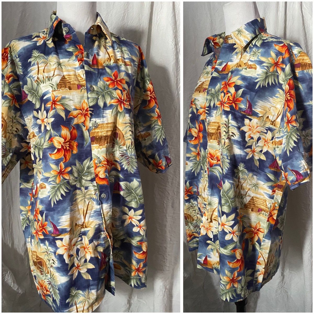 Pierre Cardin Pierre Cardin, Hawaiian Print, Cotton Short Sleeve Button Up Size US M / EU 48-50 / 2 - 7 Thumbnail