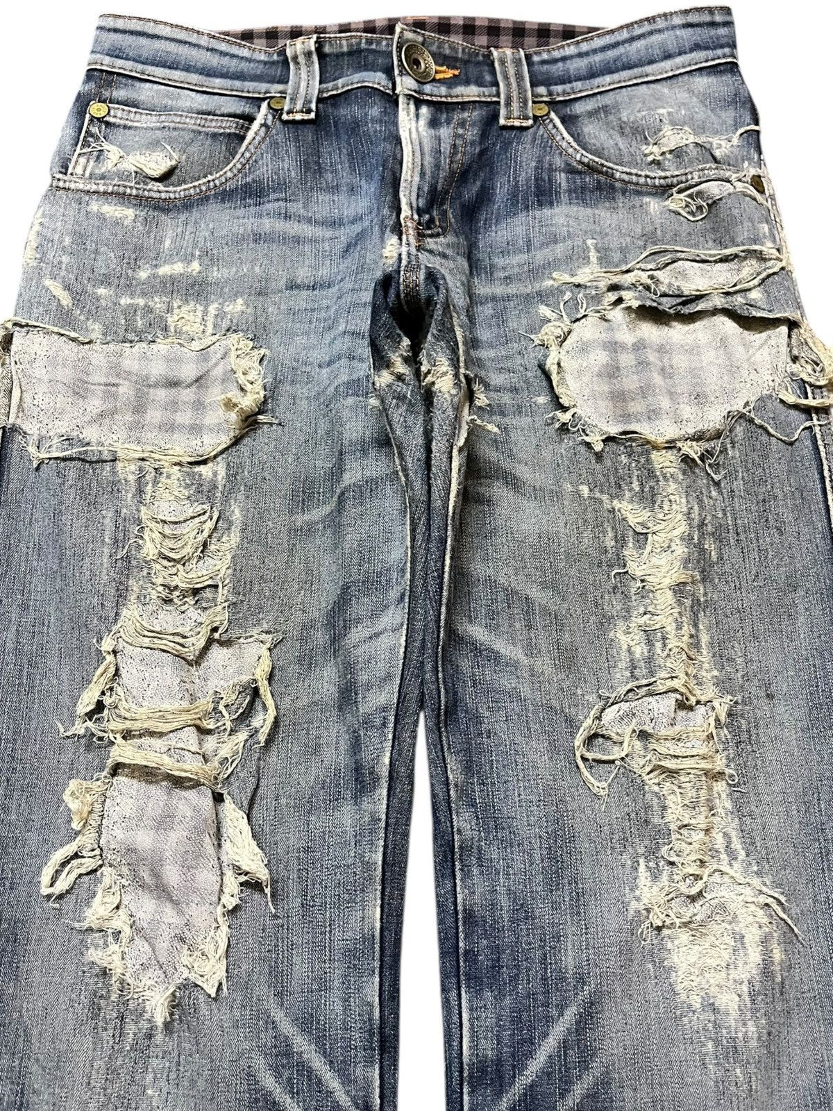 Edwin Vintage Edwin 503 Blue Trip Ripped Distressed Denim Size US 31 - 2 Thumbnail