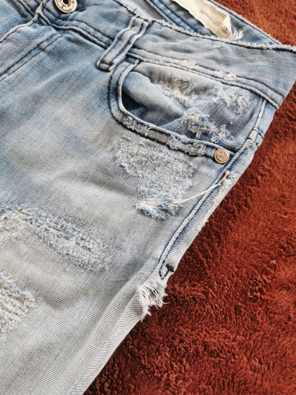 Roberto Cavalli Just Cavalli Boro Thrashed Distressed Skinny Denim Jeans Size 28" / US 6 / IT 42 - 5 Thumbnail