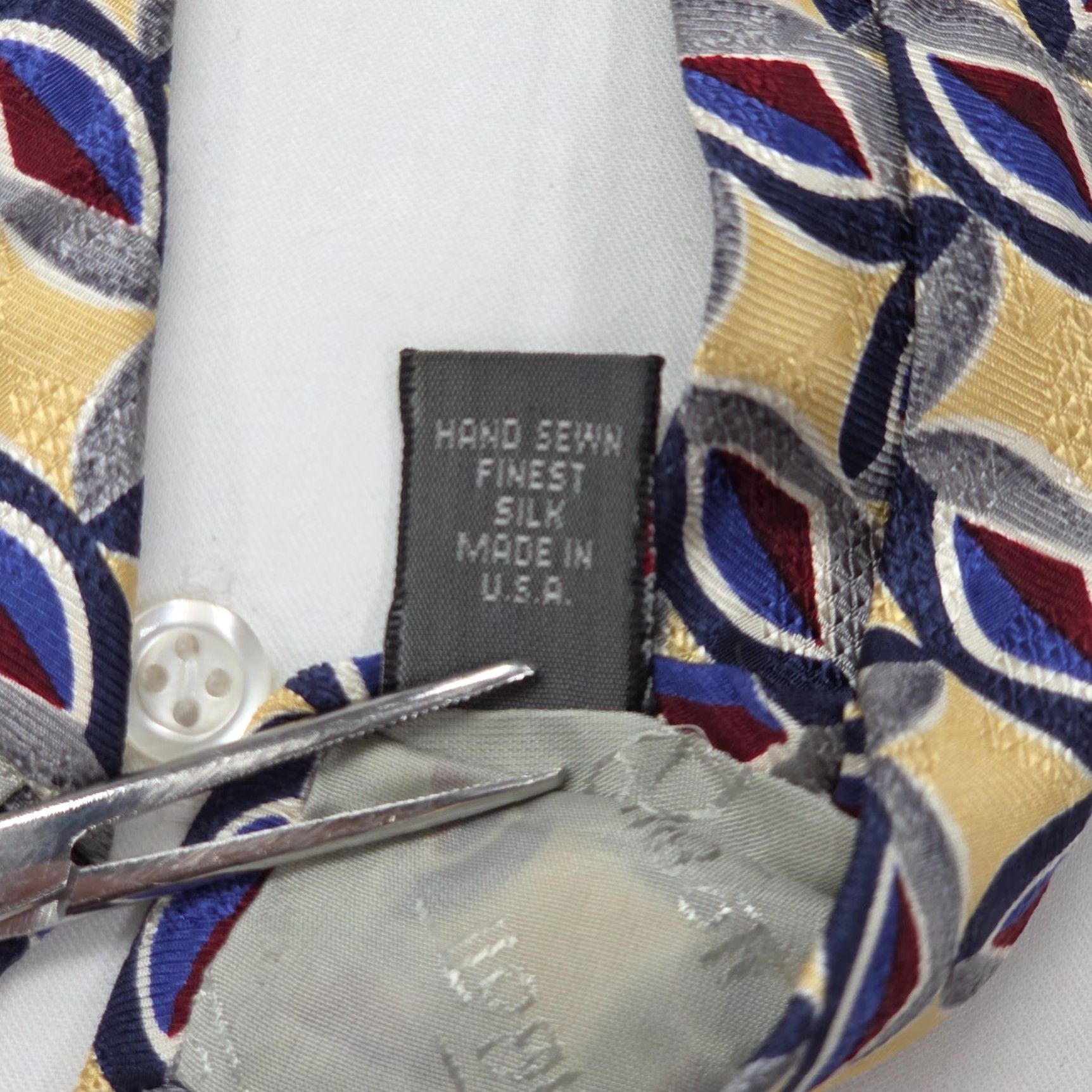 Robert Talbott Robert Talbott Necktie Mens Yellow Geometric Silk Tie Designer USA Size ONE SIZE - 4 Thumbnail