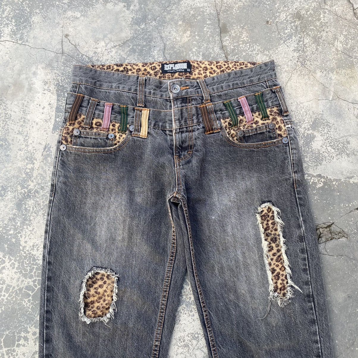 If Six Was Nine 🔥NYLAUS EXPLOSION🔥Leopard Double Waist Jeans Size US 33 - 2 Thumbnail