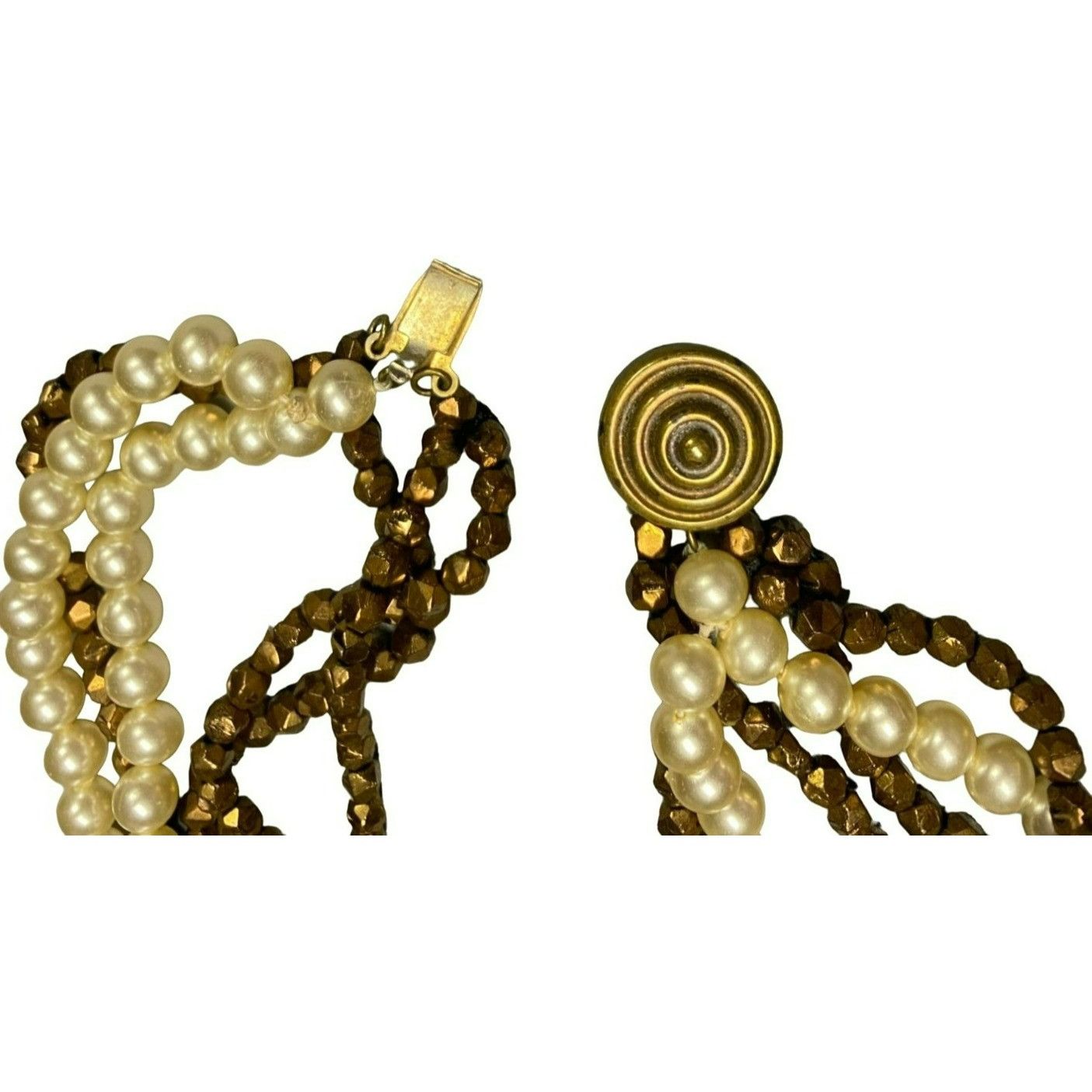 Other Rare Vintage Castlecliff Multi-Strand Pearl & Bronze Bead Ne Size ONE SIZE - 4 Thumbnail