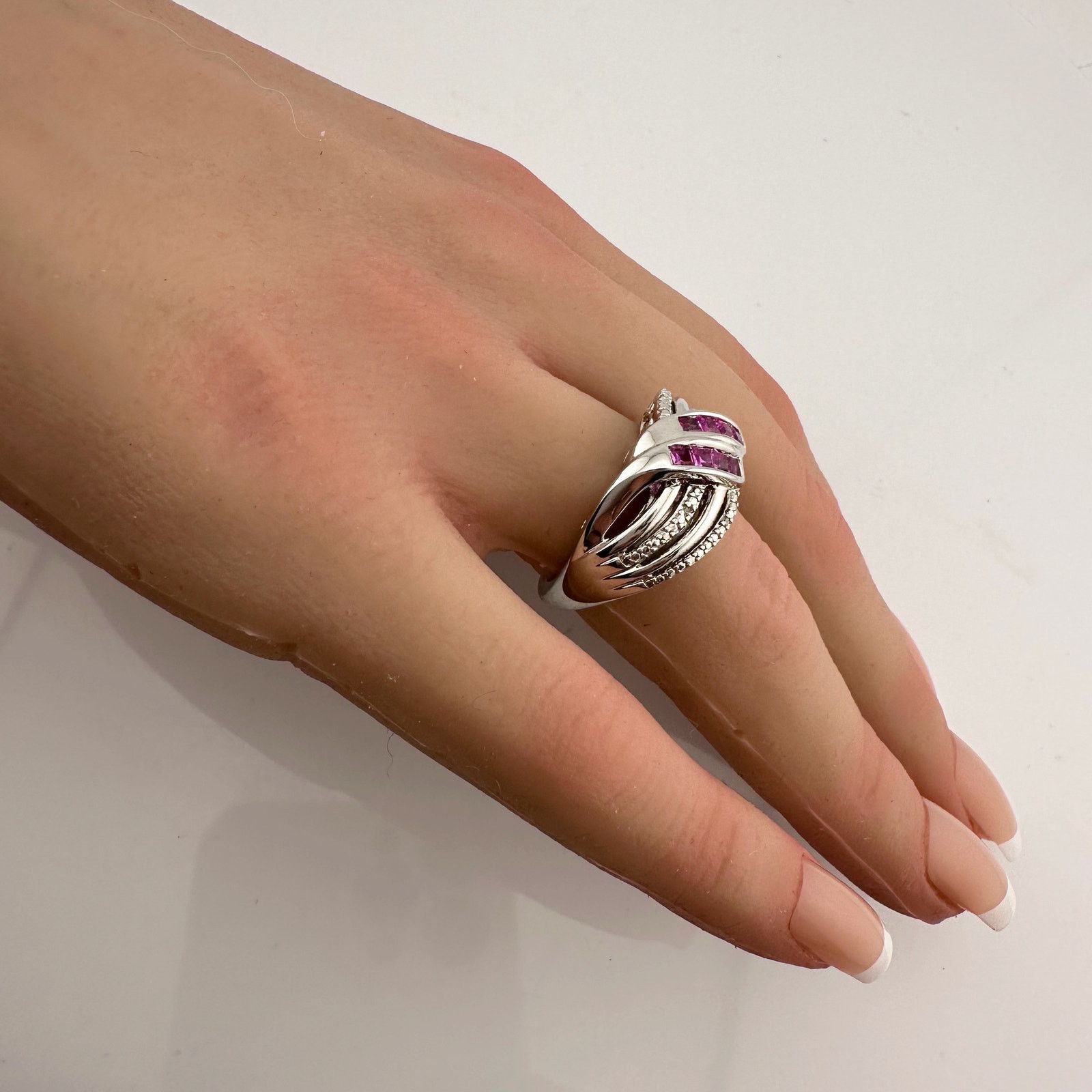 Other Detailed Lab Created Pink Sapphire and Sterling Ring Size 7 Size ONE SIZE - 11 Thumbnail