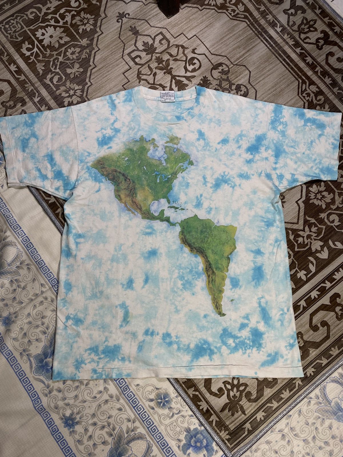 Liquid Blue Vintage 90s Blue Map World Ocean Continents AOP Graphic Size US XL / EU 56 / 4 - 1 Thumbnail